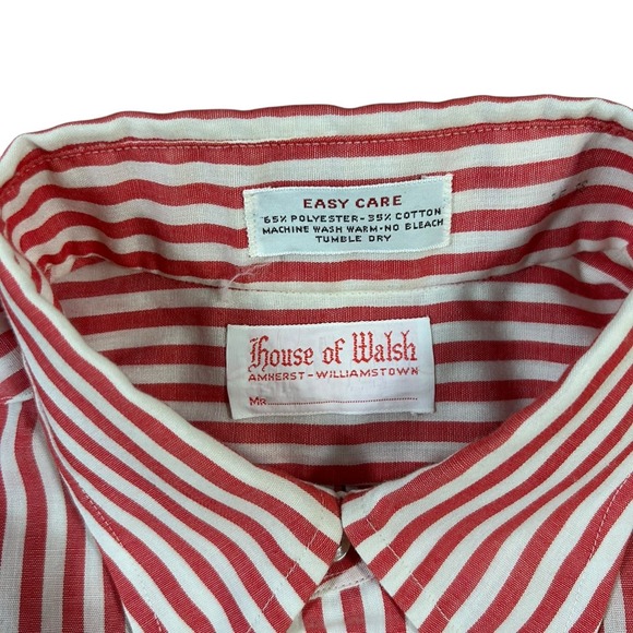 Vintage House‎ of Walsh Sanforized 60s Button Down Red Stripe Short Sleeve M - Picture 2 of 10